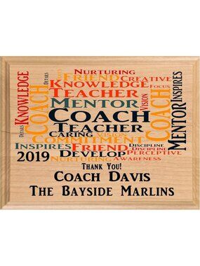 Personalized Sports Coach Gift Plaque - Solid Wood Team Appreciation Decor